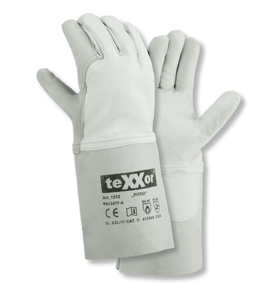 teXXor® Schweißerhandschuhe PITOU in Natur – Vorderansicht