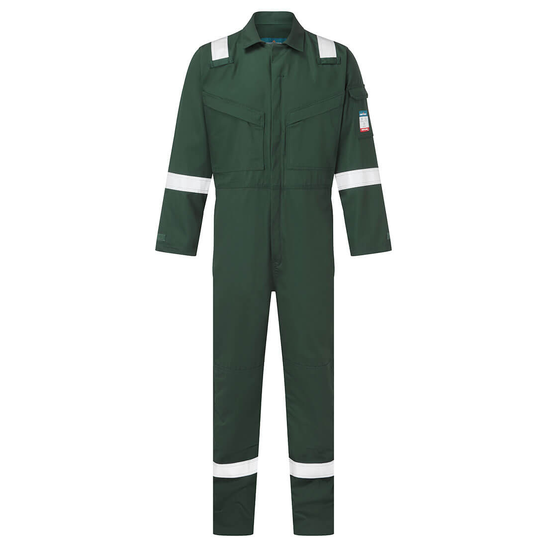 Portwest Bizflame Work FR Coverall in Grün – Vorderansicht