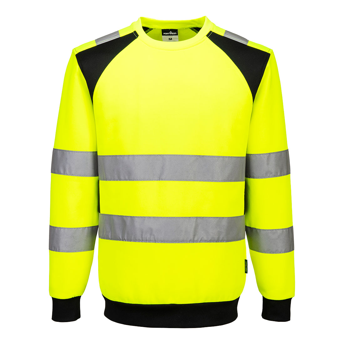 Portwest WX2 Eco Hi-Vis Sweatshirt in Gelb/Schwarz – Vorderansicht
