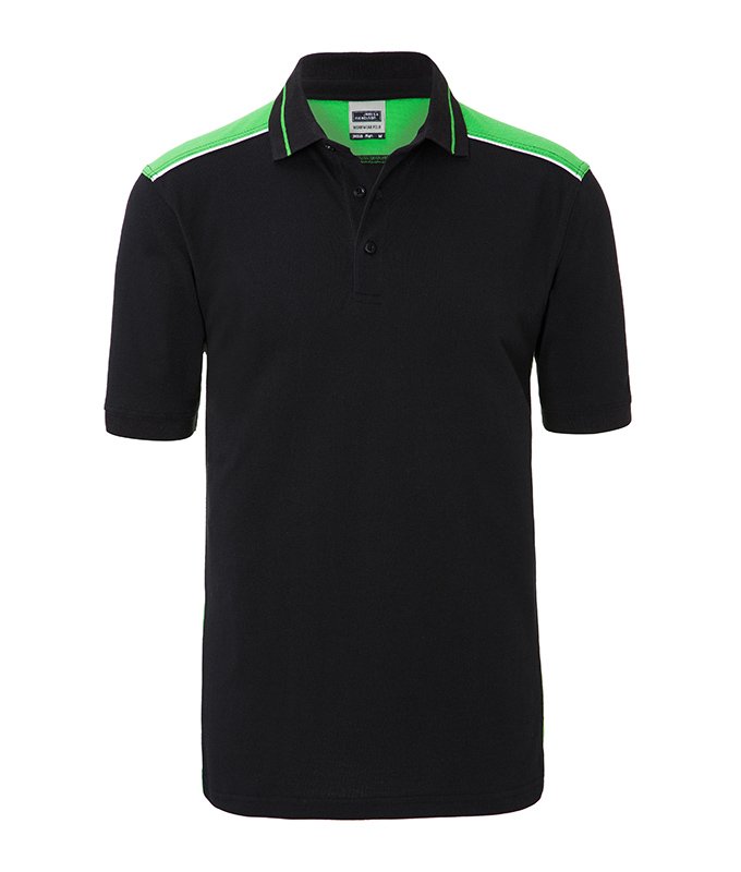 Daiber Men's Workwear Polo - COLOR - in Black/Lime-Green – Vorderansicht