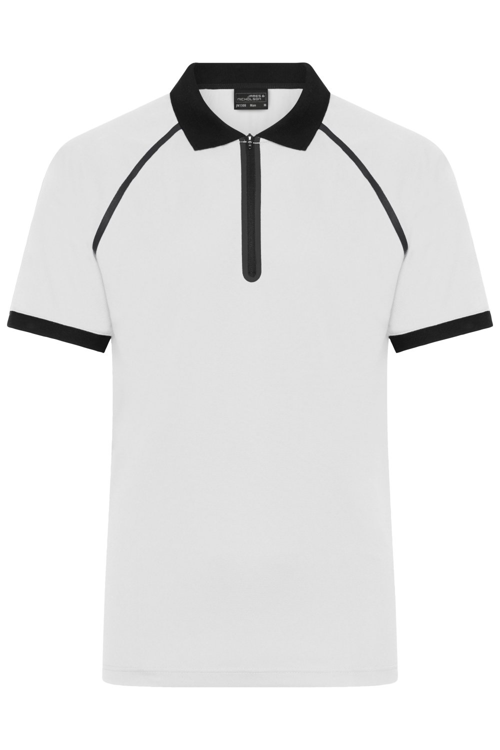 Daiber Men's Zip-Polo in White/Black – Vorderansicht