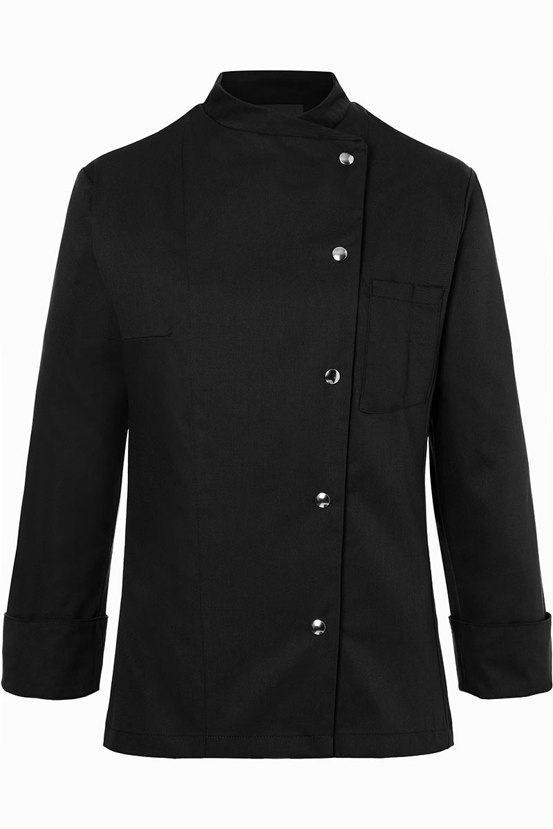Karlowsky Damenkochjacke Larissa in Schwarz – Vorderansicht