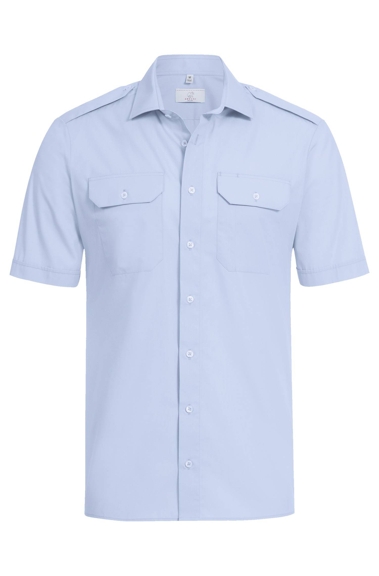 Greiff Herren-Pilothemd 1/2 RF Simple in Bleu – Vorderansicht
