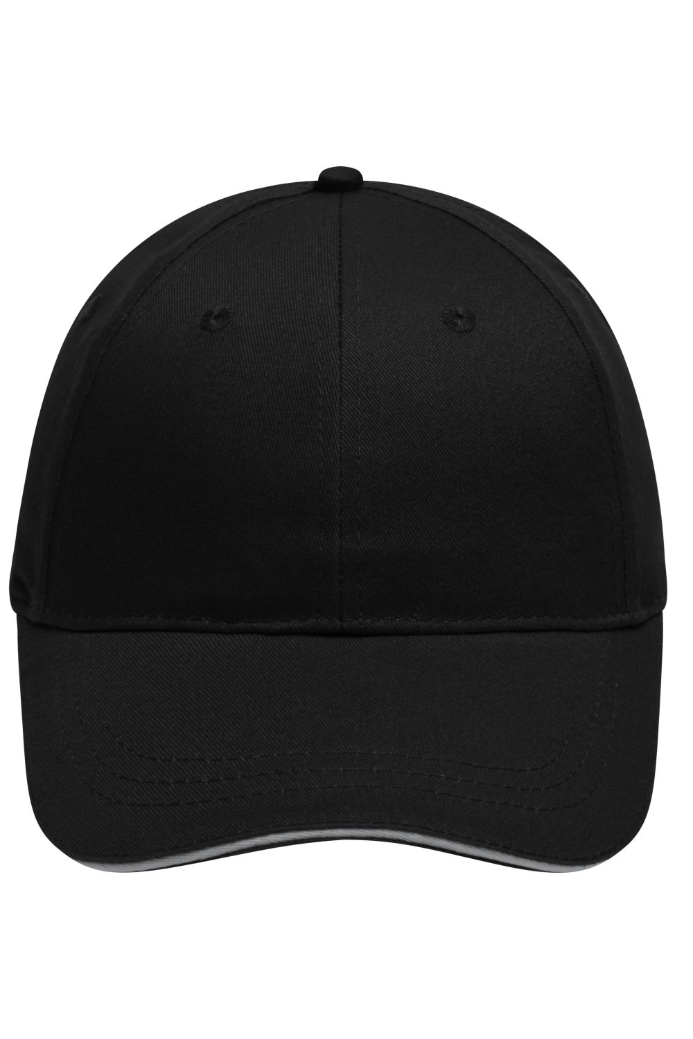 Daiber 6 Panel Brushed Sandwich Cap in Black/Light-Grey – Vorderansicht