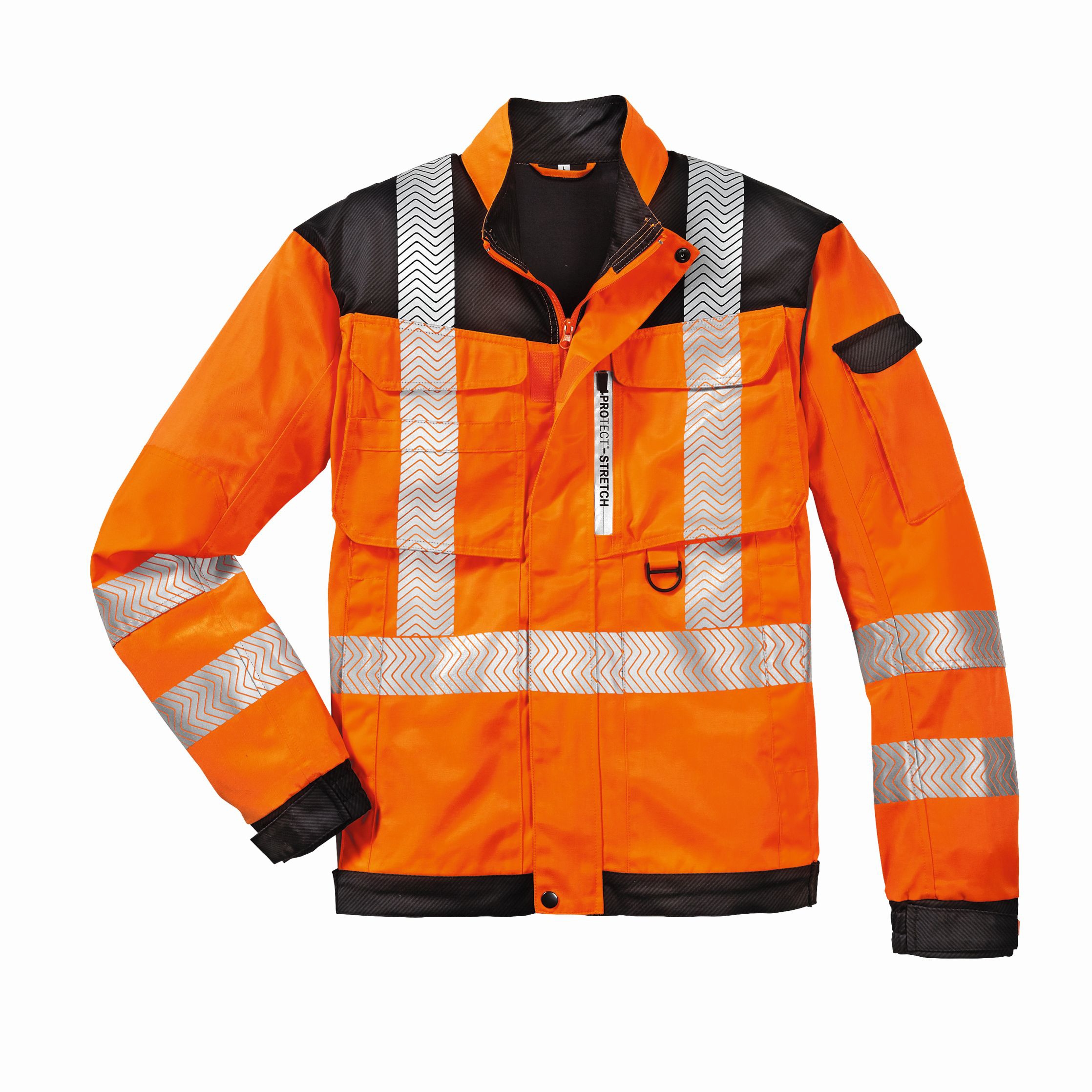 4PROTECT® Warnschutz-Bundjacke KENTUCKY in Leuchtorange/Grau – Vorderansicht