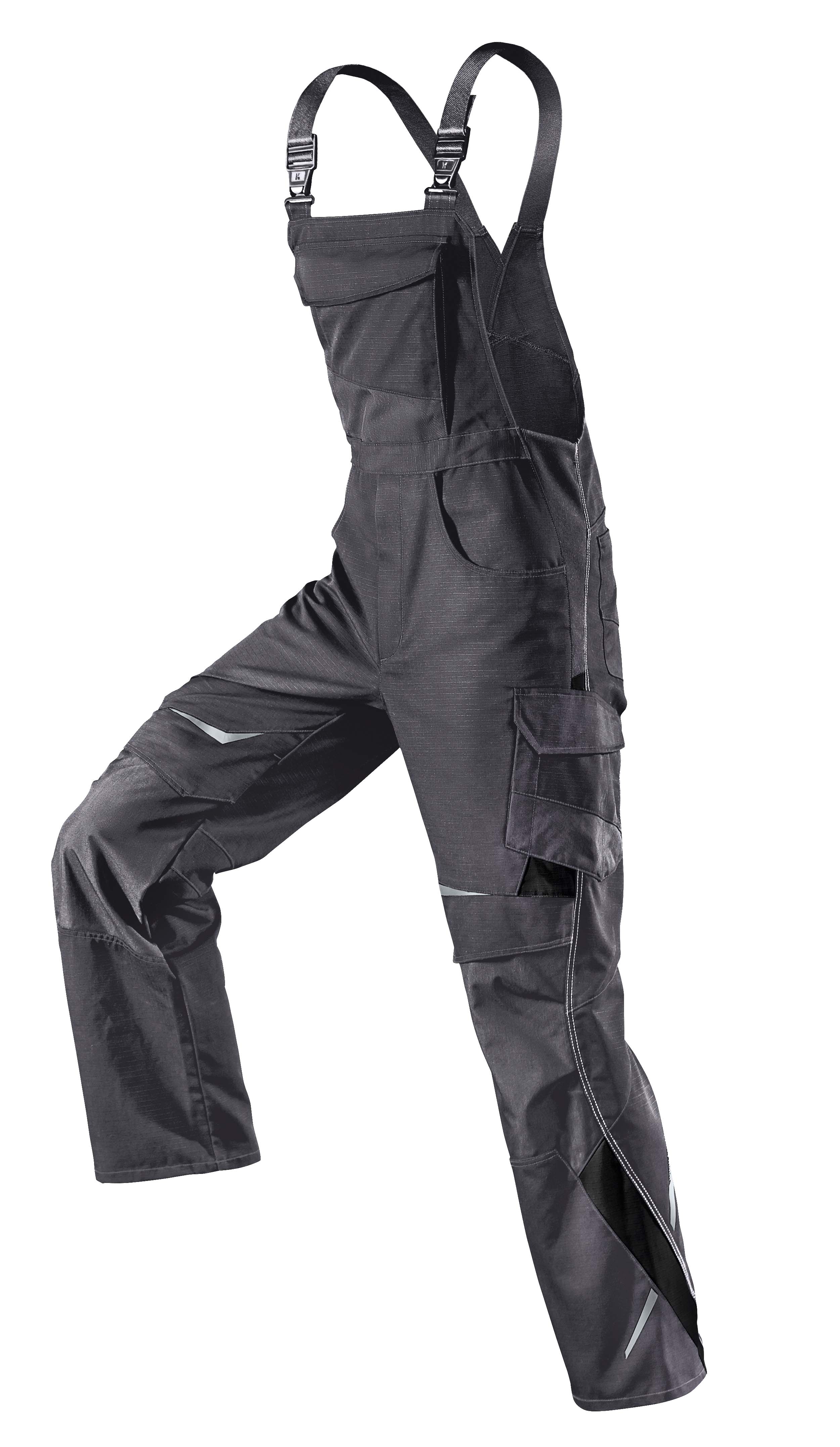 Kübler PULSSCHLAG Latzhose PSA 2 in Anthrazit/Schwarz – Vorderansicht
