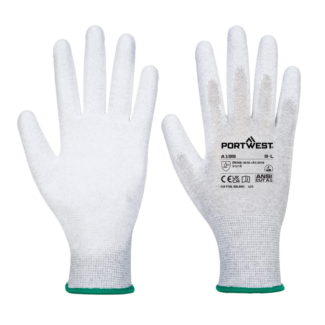 Portwest ESD 13 PU Palm Essential Multipack (Pk12) in Grau – Vorderansicht