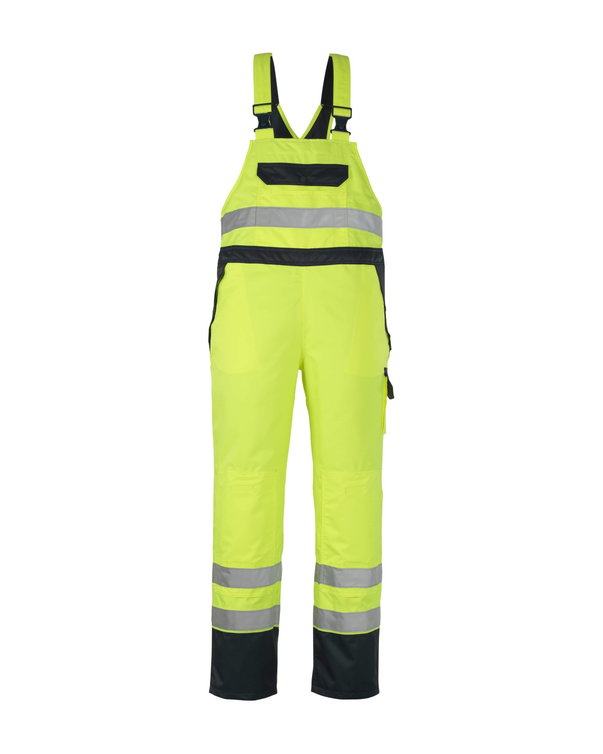 MASCOT Wels Überziehlatzhose in Hi-Vis Gelb/Marine – Vorderansicht
