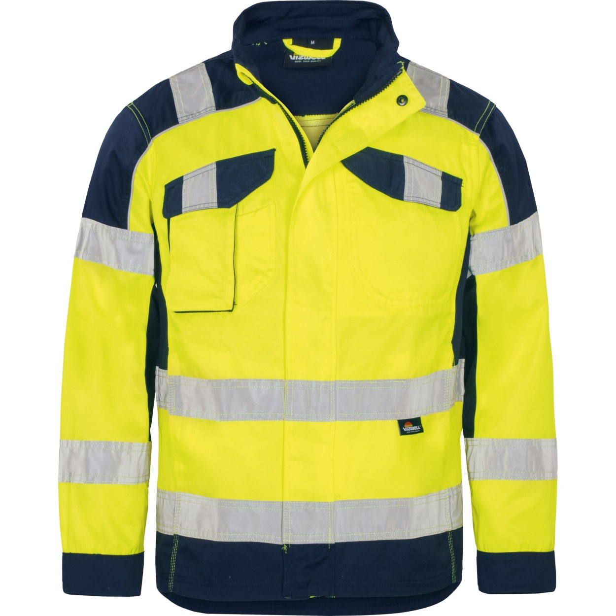 Vizwell Warnschutz-Bundjacke Signal VWT112 in Leuchtgelb-Marine – Vorderansicht