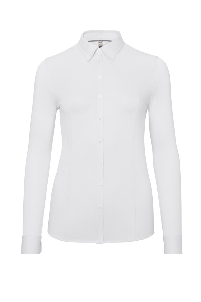 HAKRO 129 Bluse Natural Stretch in Weiß – Vorderansicht