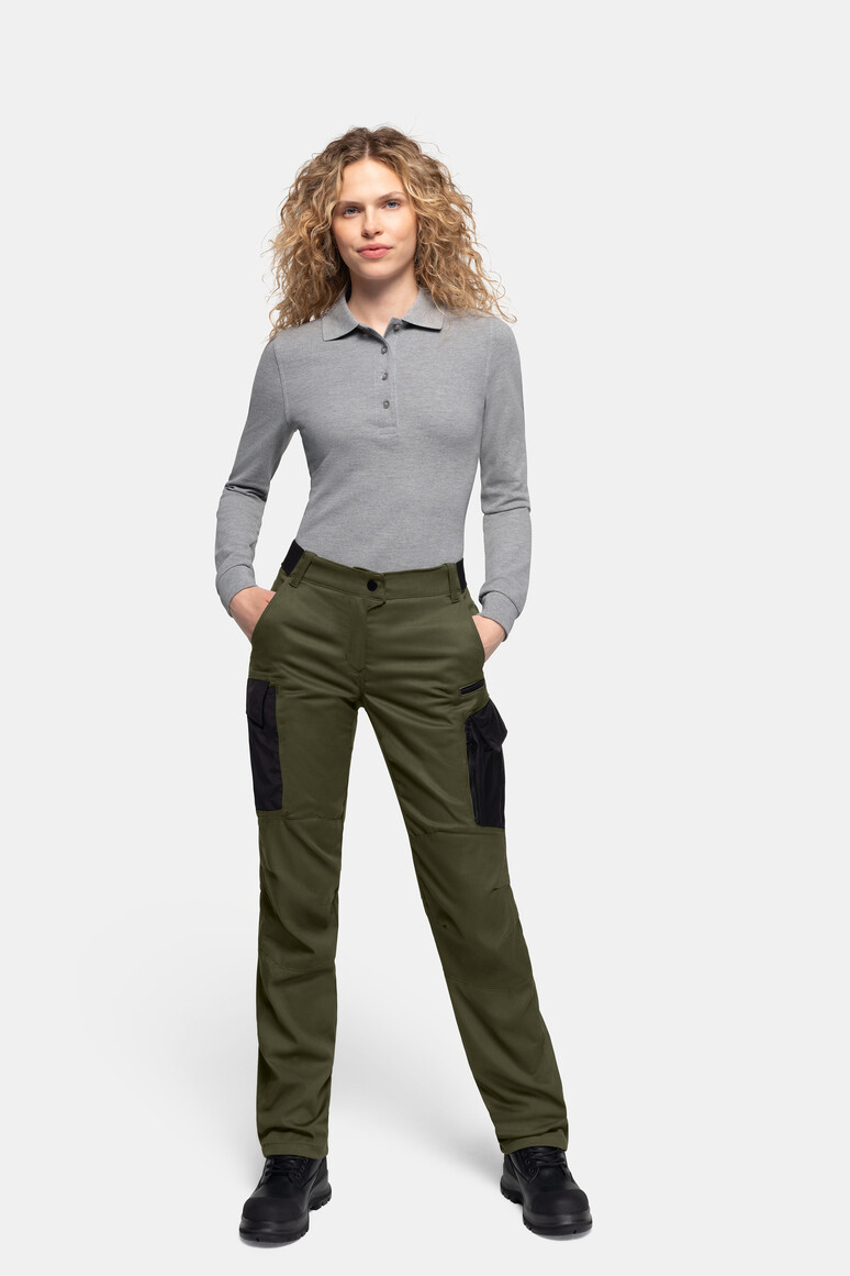 HAKRO 714 Damen Worker-Performancehose ECO in Olive – Modellansicht