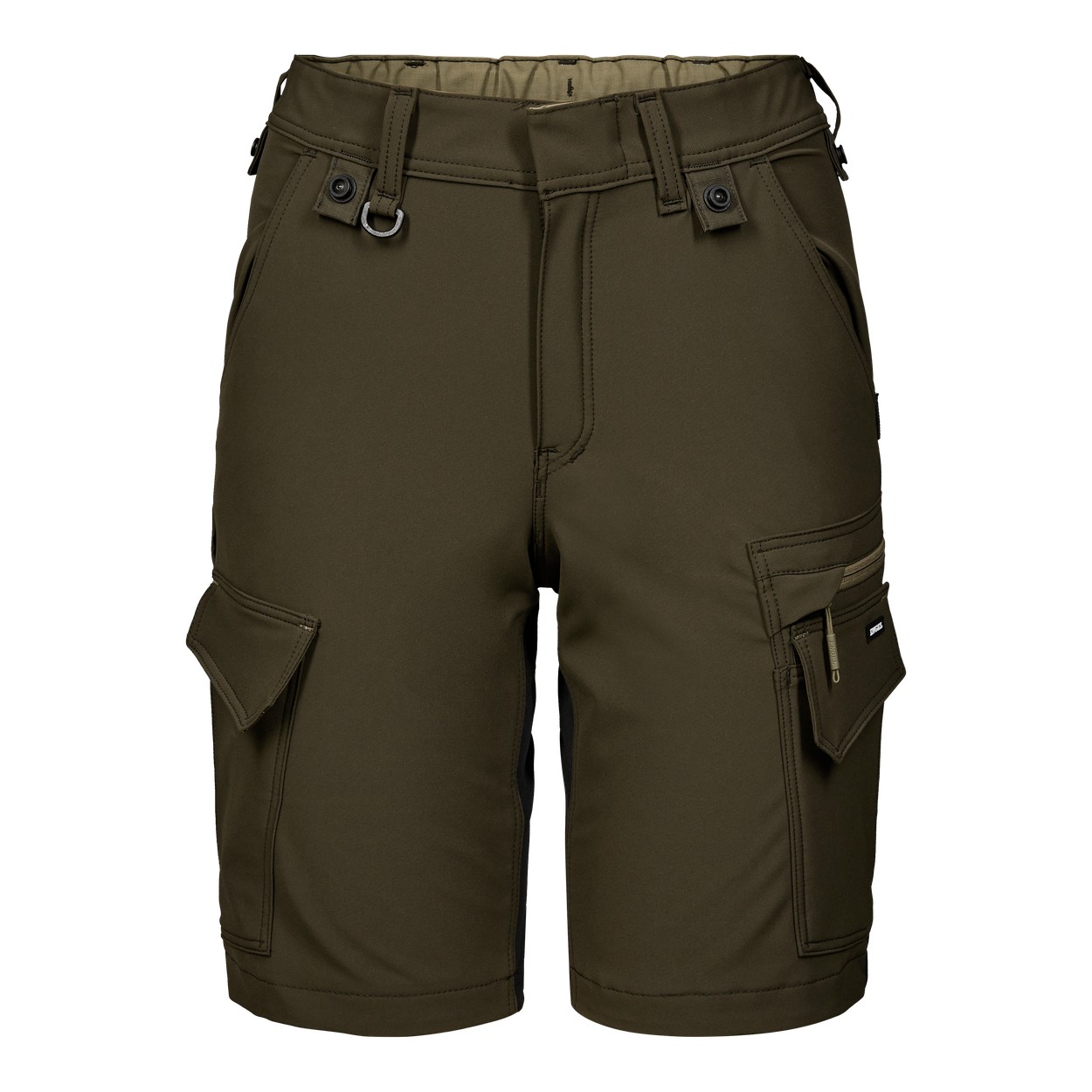ENGEL Entire 6341-234 Damen Arbeitsshorts mit 4-Wege-Stretch in Forest Green/Schwarz – Vorderansicht
