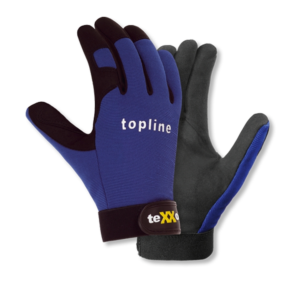 teXXor® topline Kunstleder-Handschuhe NAPLES, SB-Verpackung in Blau/Schwarz – Vorderansicht