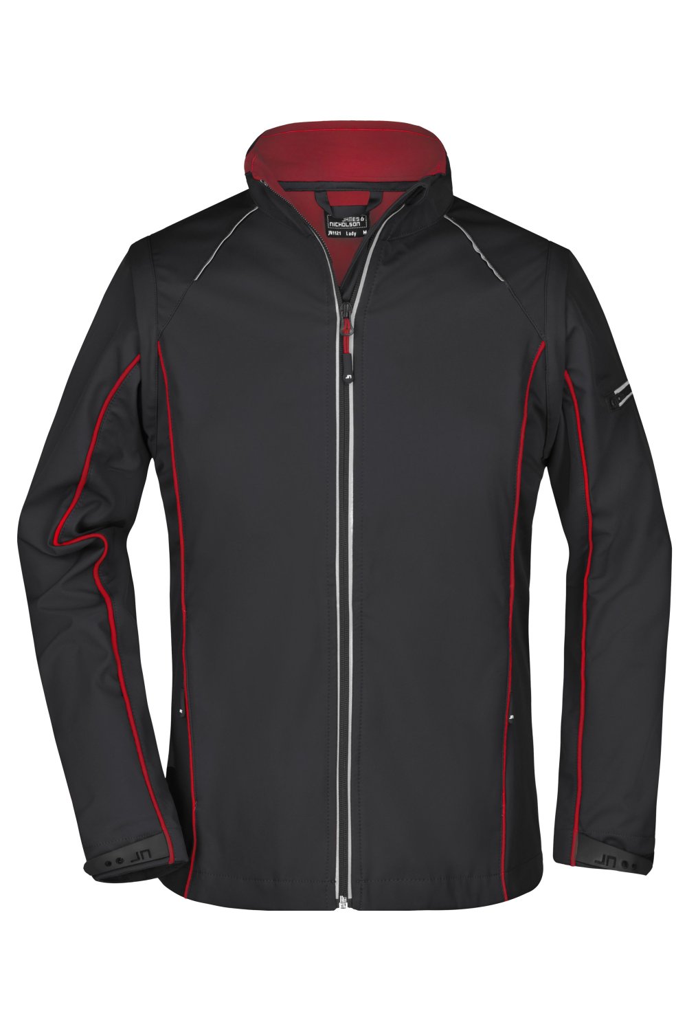 Daiber Ladies' Zip-Off Softshell Jacket in Black/Red – Vorderansicht