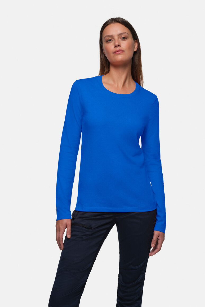 HAKRO 179 Damen Longsleeve MIKRALINAR® in Royalblau – Modellansicht