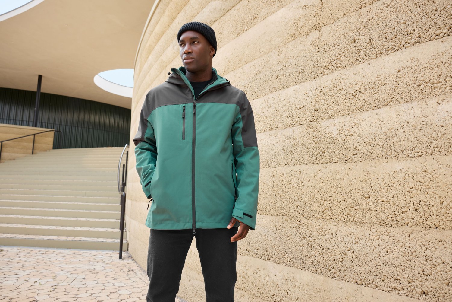 Daiber Men's 3-in-1-Jacket GRS in Carbon/Black – Modellansicht