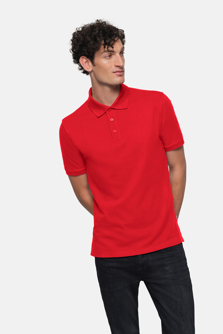 HAKRO 501 Poloshirt Bio-Baumwolle in Rot – Modellansicht