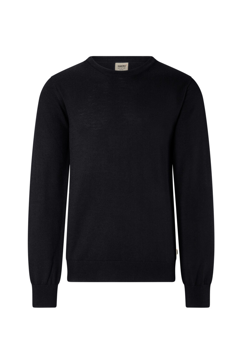 HAKRO 156 Pullover Merino-Wolle in Schwarz – Vorderansicht