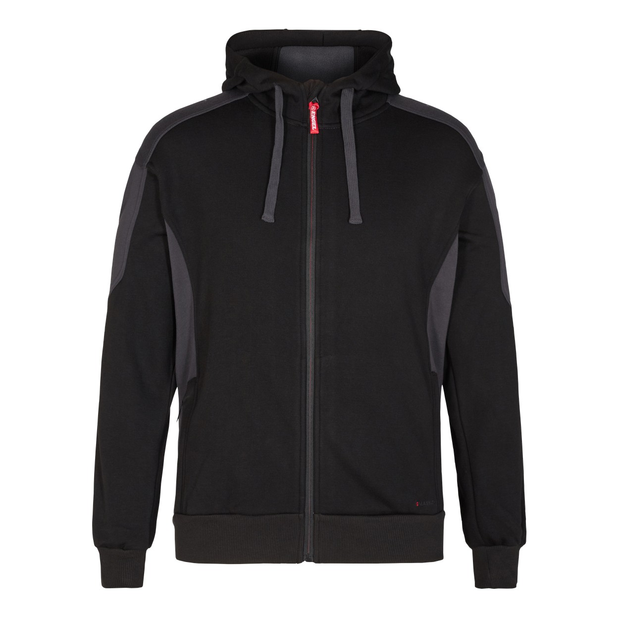 ENGEL Galaxy 8820-233 Sweatcardigan mit Kapuze in Schwarz/Anthrazit Grau – Vorderansicht