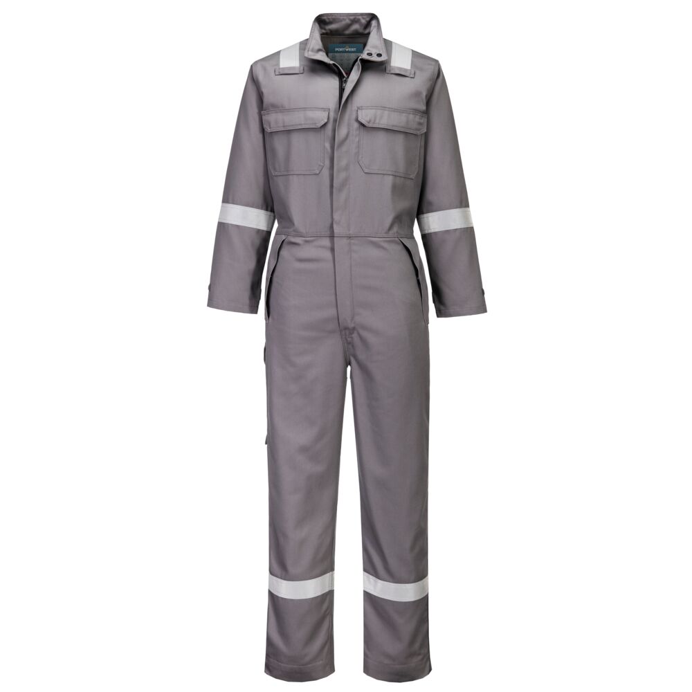 Portwest Bizflame Work+ FR Coverall in Grau – Vorderansicht