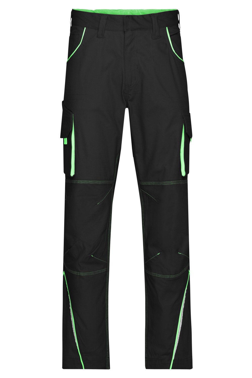 Daiber Workwear Pants - COLOR - in Black/Lime-Green – Vorderansicht
