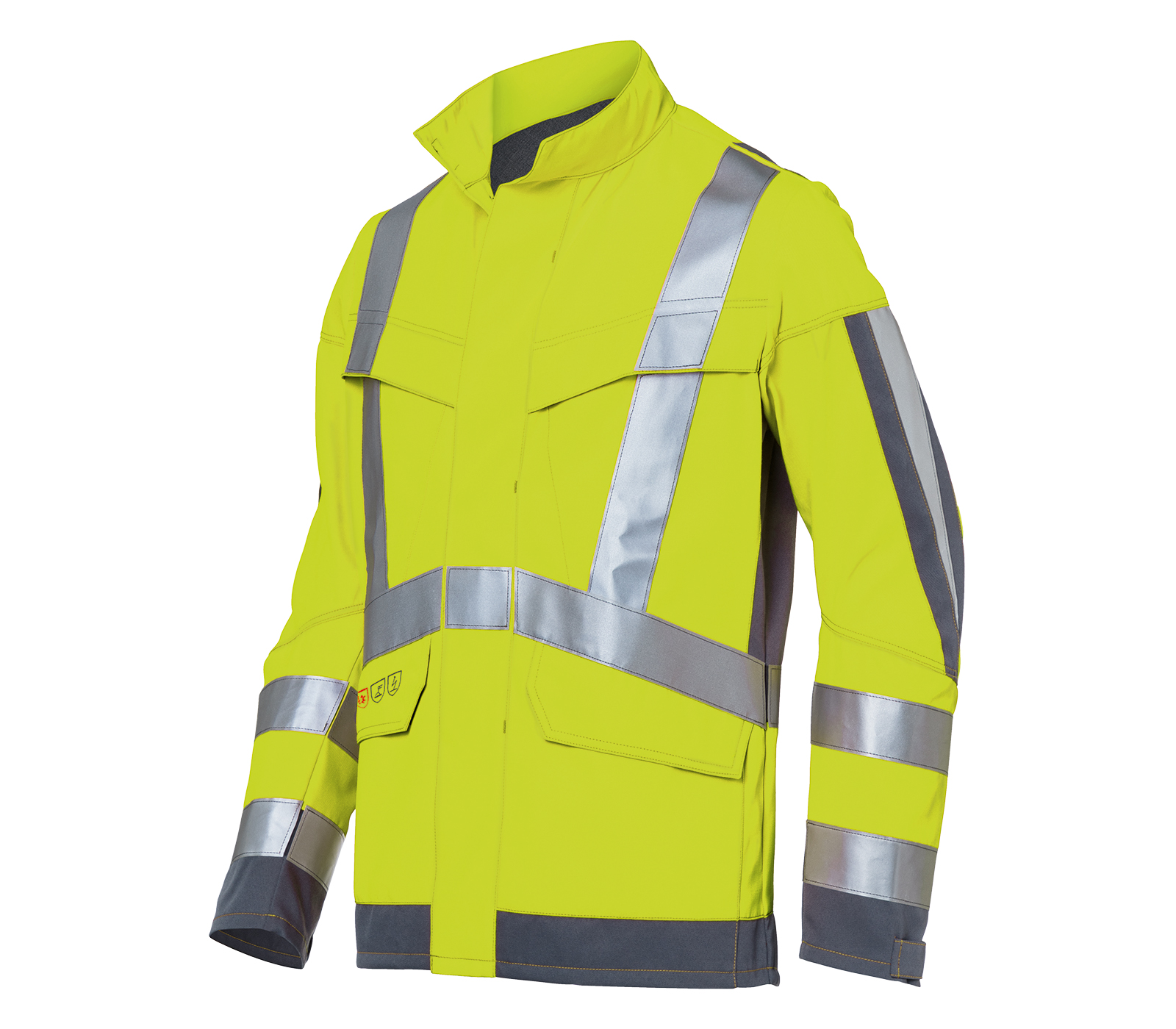 KÜBLER PROTECTIQ HIGH VIS Jacke ARC2 PSA 3 in Warngelb/Anthrazit – Vorderansicht