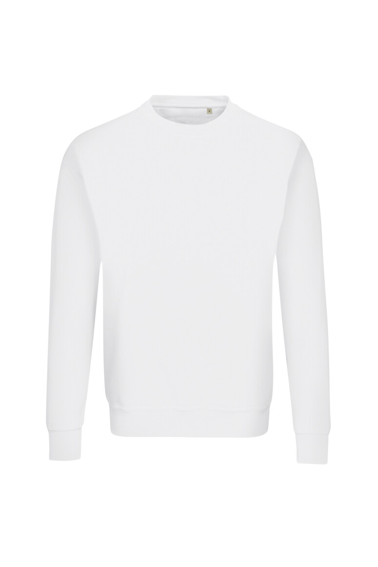 HAKRO 567 Label-Free Sweatshirt Heavy MIKRALINAR® ECO in Weiß – Vorderansicht