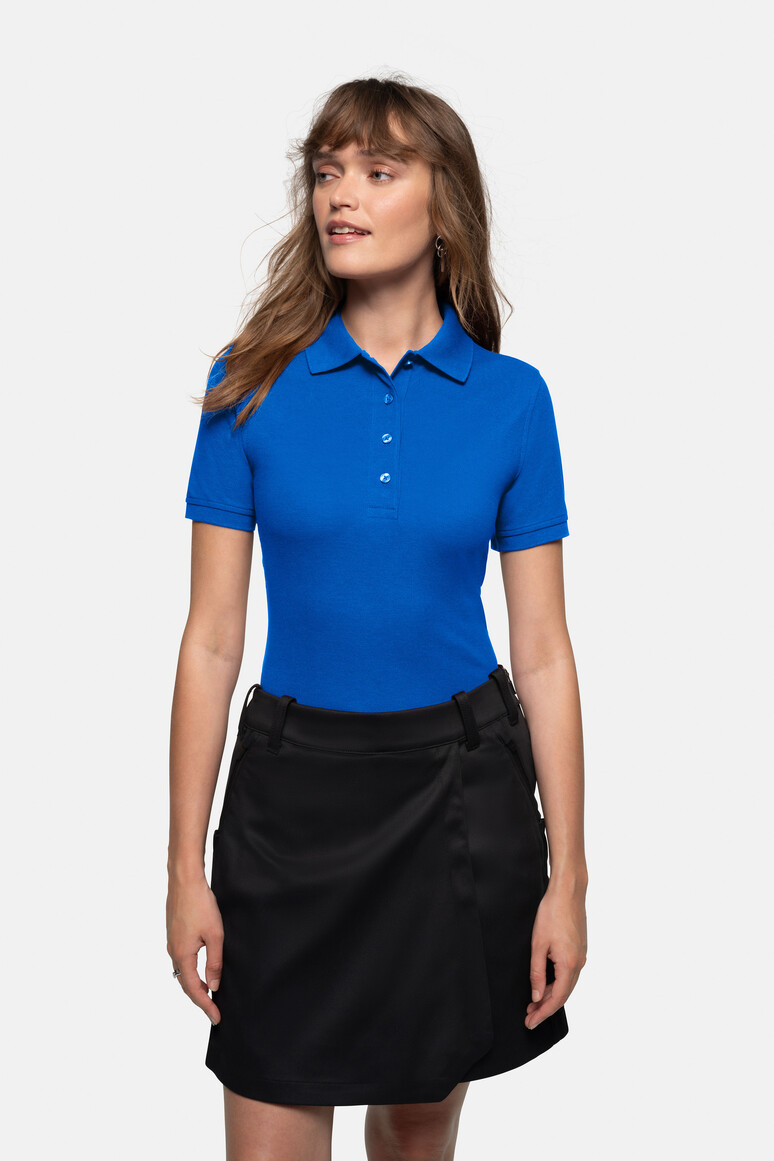 HAKRO 216 Damen Poloshirt MIKRALINAR® in Royalblau – Modellansicht