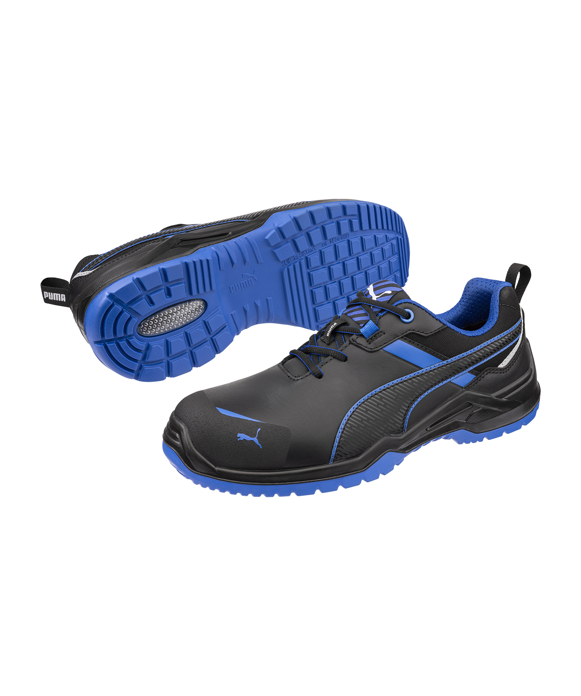 PUMA SAFETY Krypton Low Wide S3S in Schwarz/Blau – Vorderansicht