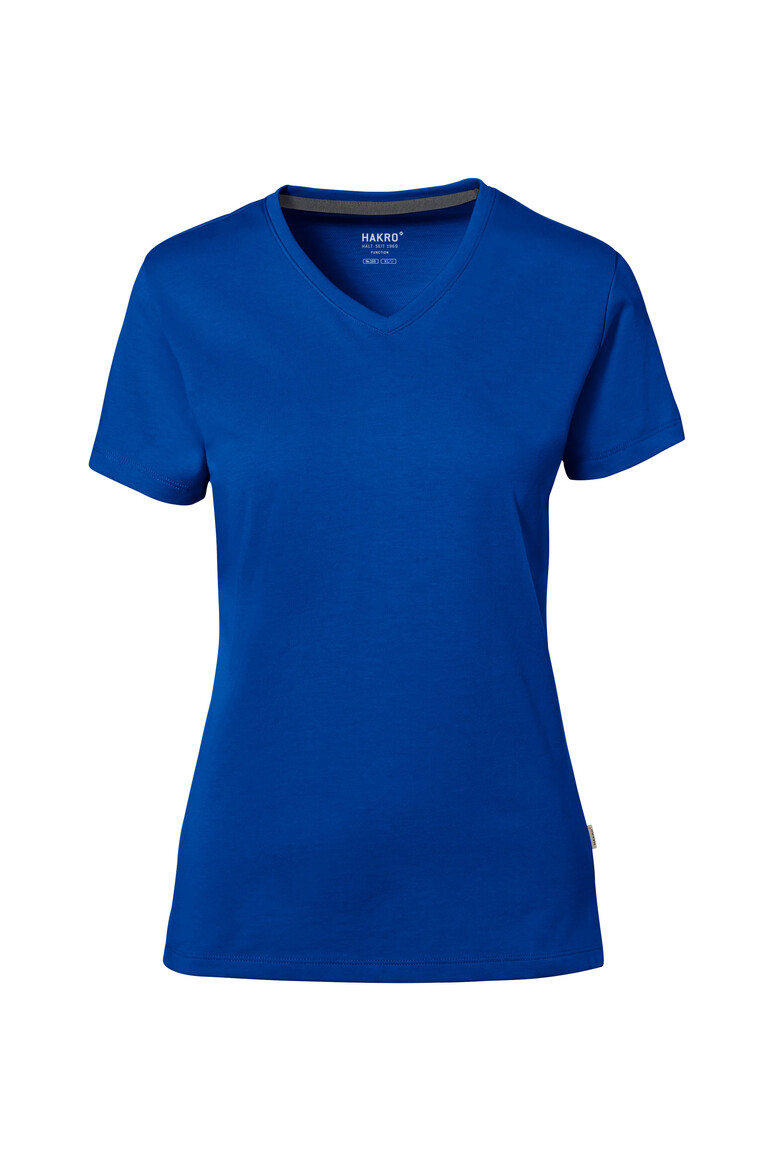 HAKRO 169 COTTON TEC® Damen V-Shirt in Royalblau – Vorderansicht