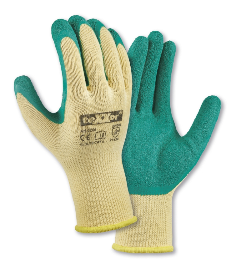 teXXor® Grobstrick-Handschuhe POLYESTER in Gelb/Grün – Detailansicht
