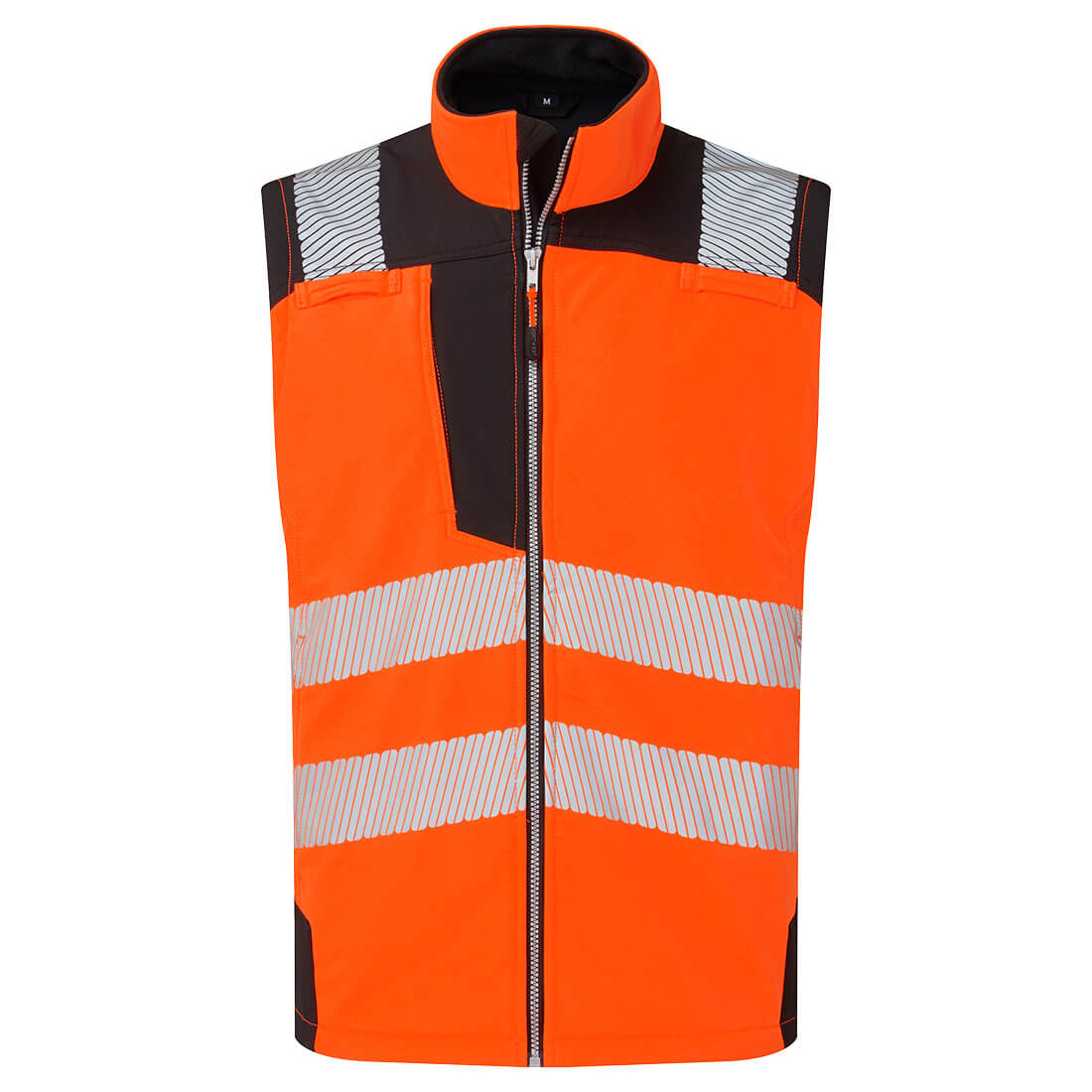 Portwest PW3 Hi-Vis Softshell Gilet (3L) in Orange/Schwarz – Vorderansicht