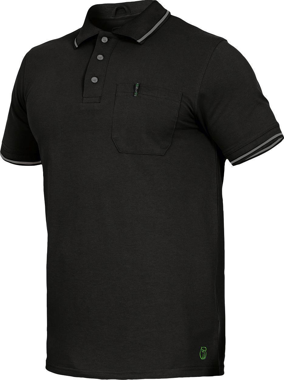 Leibwächter Polo-Shirt "Jens" Flex Line in Schwarz – Vorderansicht