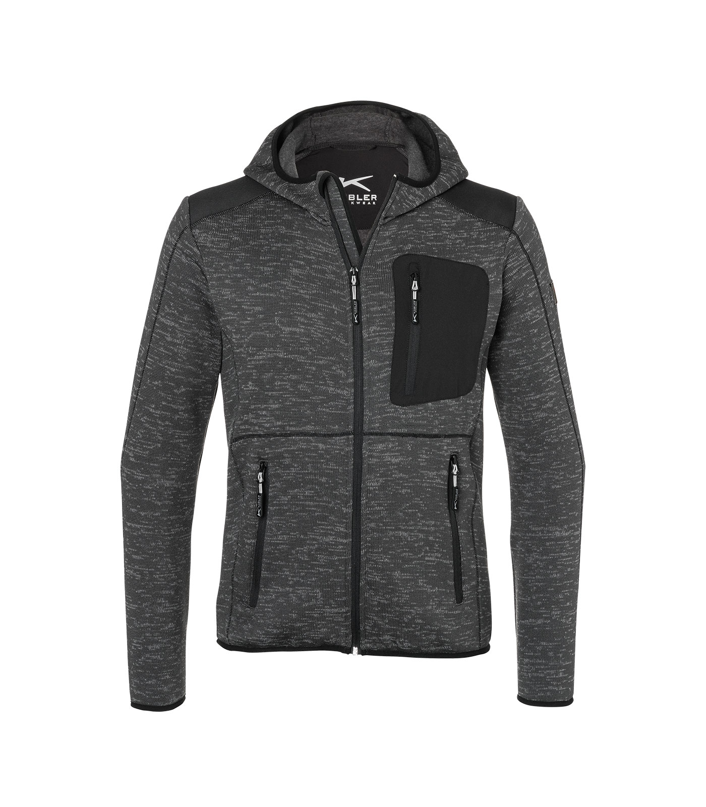 Kübler Strickjacke Light in Anthrazit/Schwarz – Vorderansicht