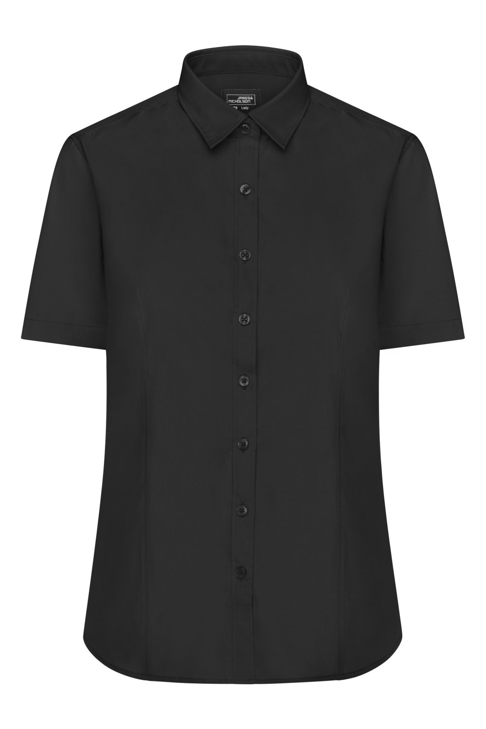 Daiber Ladies' Shirt Short-Sleeved Poplin in Black – Vorderansicht