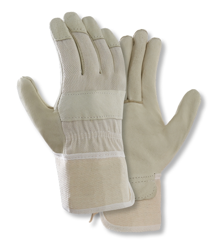 teXXor® Schweinsvollleder-Handschuhe DAMEN-PAWA in Leder Gelb, Drell Weiß – Vorderansicht