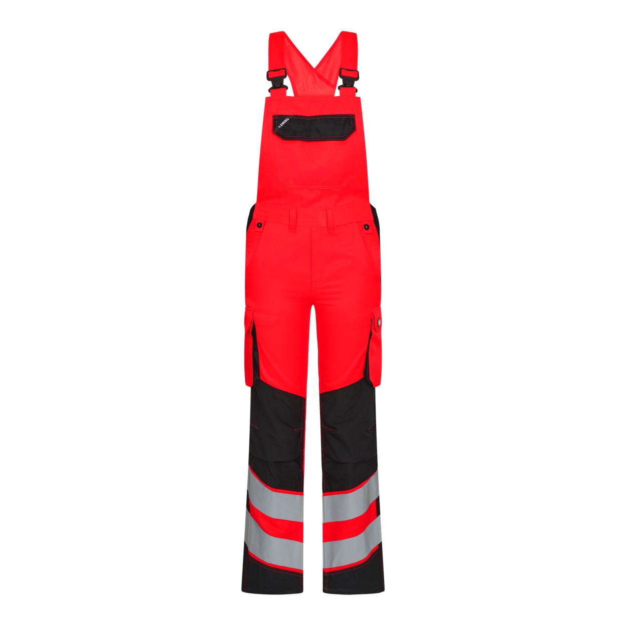 ENGEL Safety 3543-319 Light Damen Latzhose in Rot/Schwarz – Vorderansicht