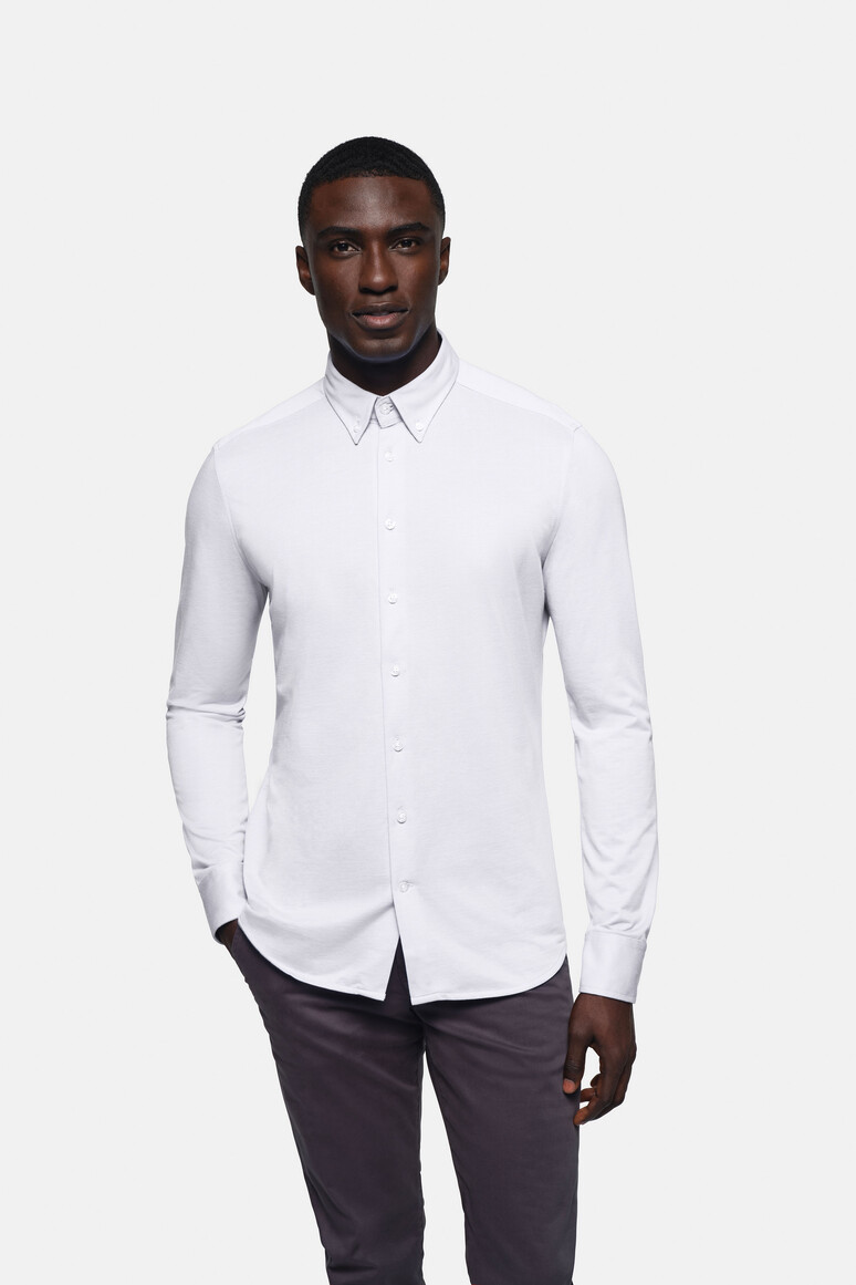 HAKRO 130 Hemd Natural Stretch Regular in Weiß – Modellansicht