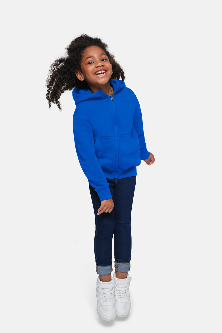 HAKRO 565 Kinder Kapuzen-Sweatjacke Bio-Baumwolle in Royalblau – Modellansicht