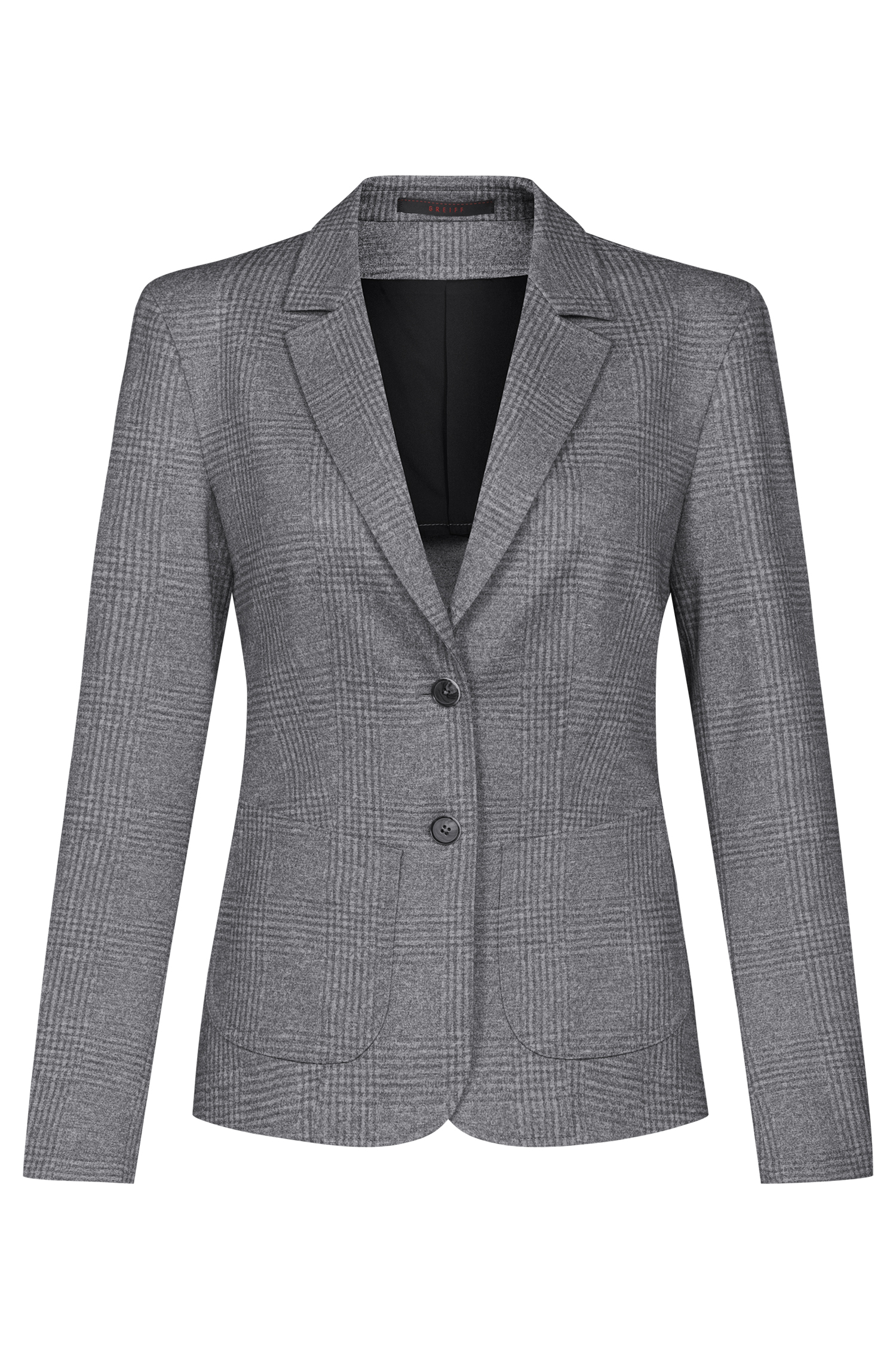 Greiff Damen-Jerseyblazer RF Casual in Glencheck Hellgrau – Vorderansicht