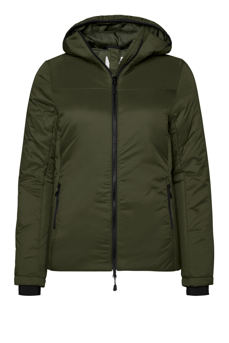 HAKRO 289 Damen Kapuzen-Thermo-Loftjacke in Olive – Vorderansicht