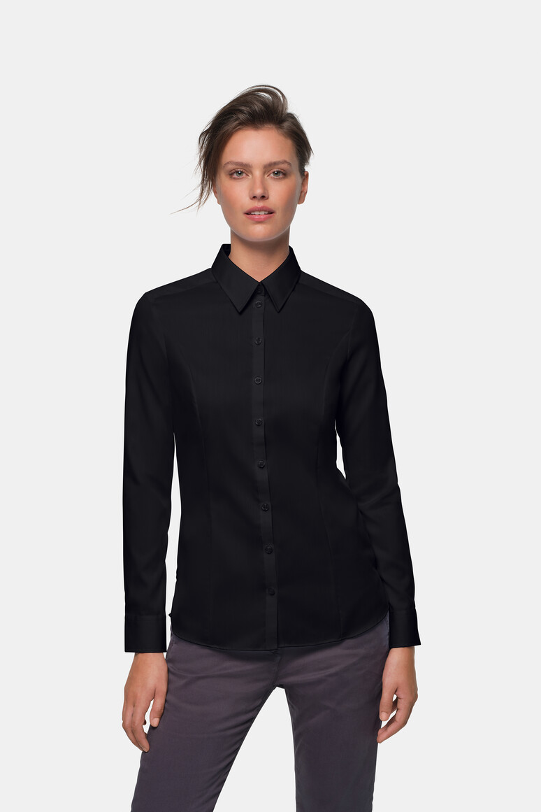 HAKRO 106 Bluse Business in Schwarz – Modellansicht