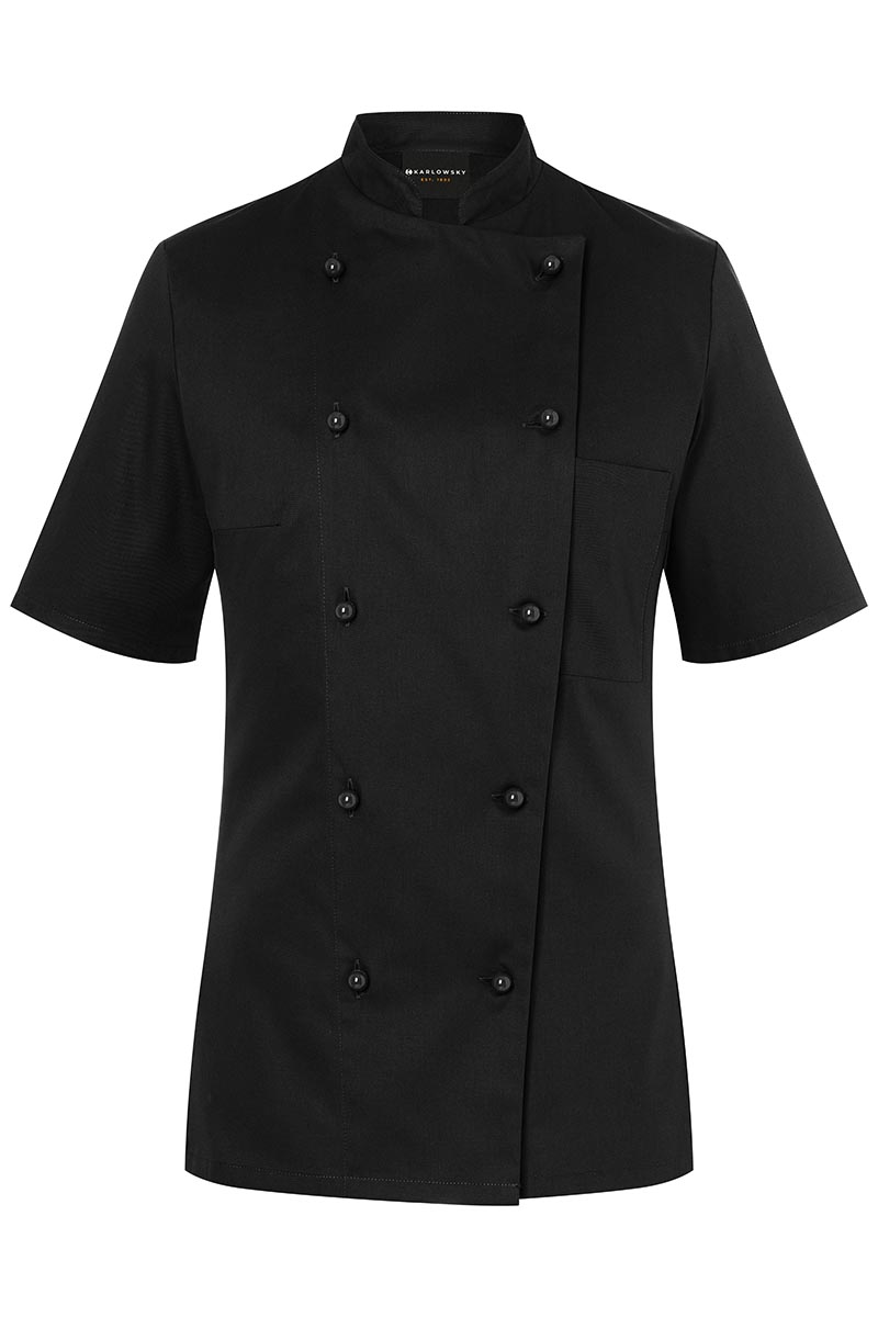 Karlowsky Damenkochjacke Pauline in Schwarz – Vorderansicht