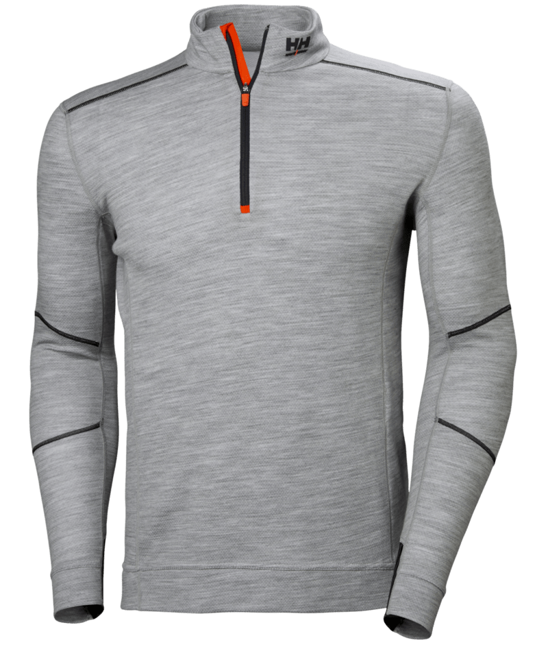 Helly Hansen Workwear HH LIFA MERINO HALF ZIP in Grau Meliert – Vorderansicht