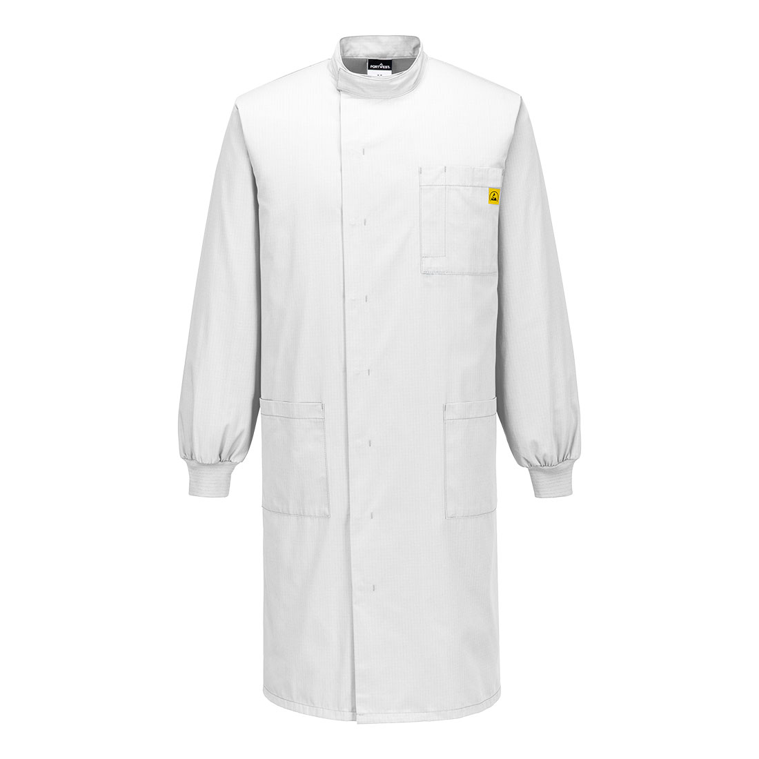Portwest Anti-Static ESD Howie Coat in Weiß – Vorderansicht