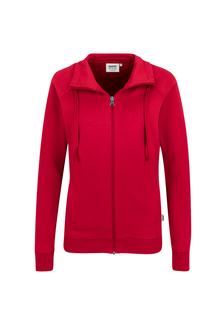 HAKRO 406 Damen Sweatjacke Premium in Rot – Vorderansicht
