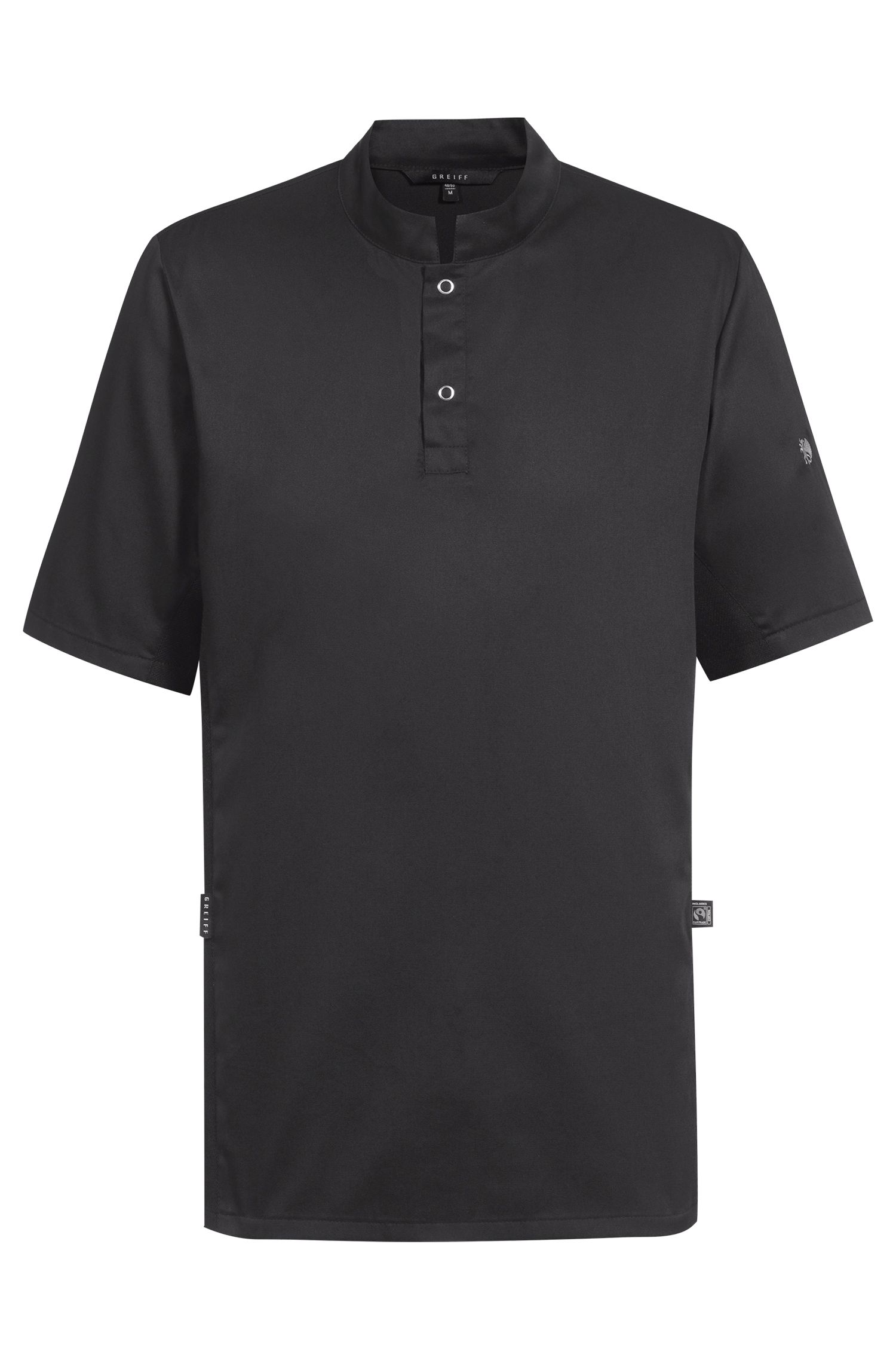 Greiff Kochshirt 1/2 RF in Schwarz – Vorderansicht