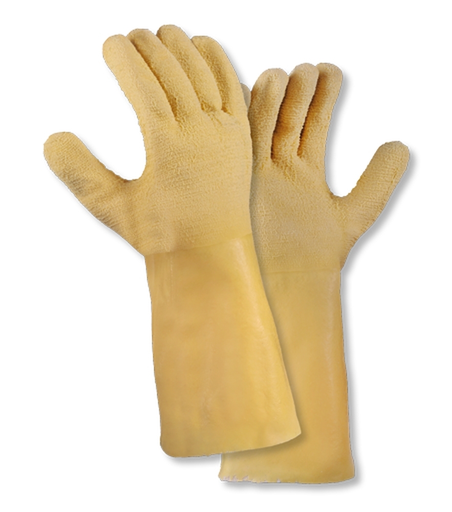 teXXor® Universalhandschuhe LATEX VOLLBESCHICHTET in Gelb – Vorderansicht