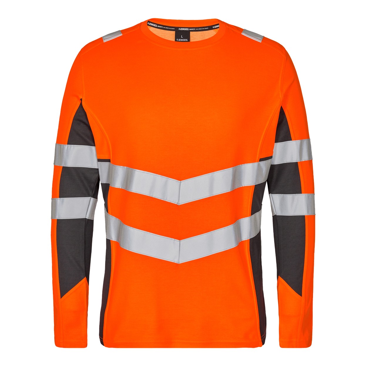 ENGEL Safety 9545-182 Langarm-Shirt in Orange/Anthrazit Grau – Vorderansicht