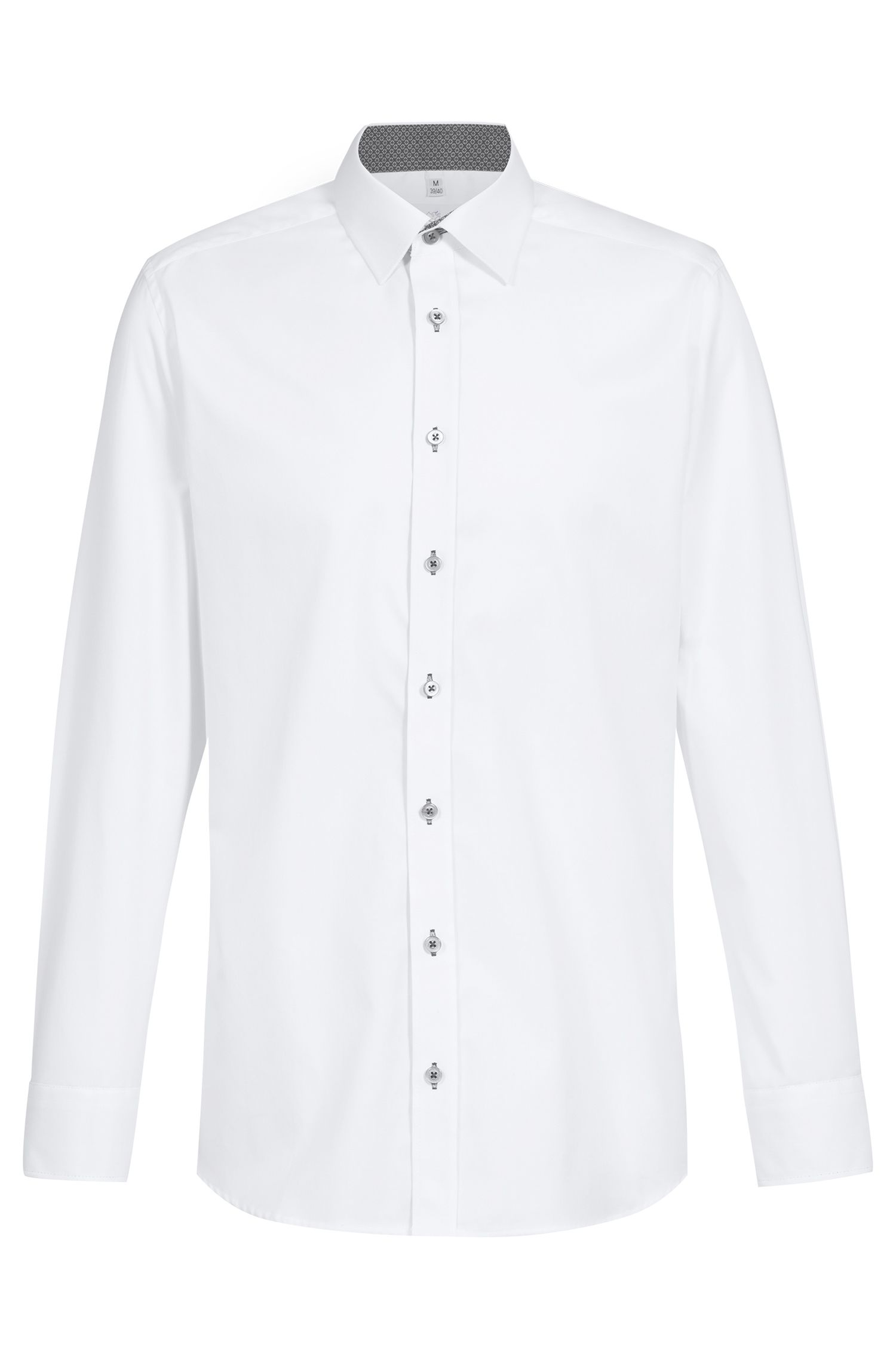 Greiff Herren-Hemd 1/1 RF Premium in Weiß/Kontrast Grau – Vorderansicht